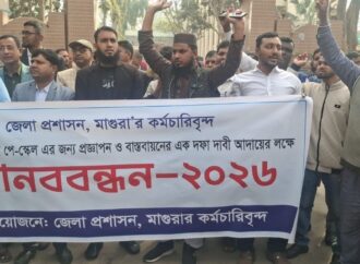 মাগুরায় বৈষম্যহীন ৯তম পে-স্কেল বাস্তবায়নের জন্য মানববন্ধন