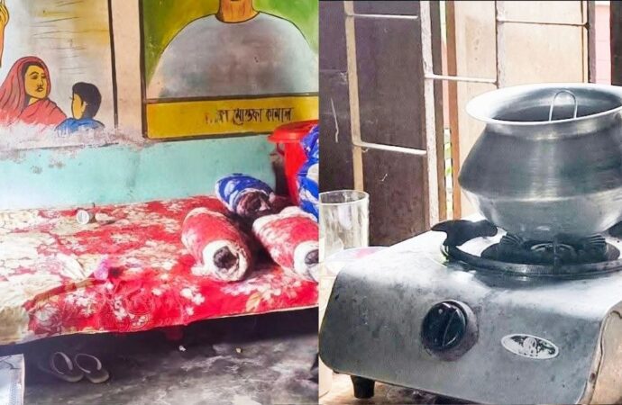 স্কুলের ক্লাসরুমে প্রধান শিক্ষকের ‘সংসার’